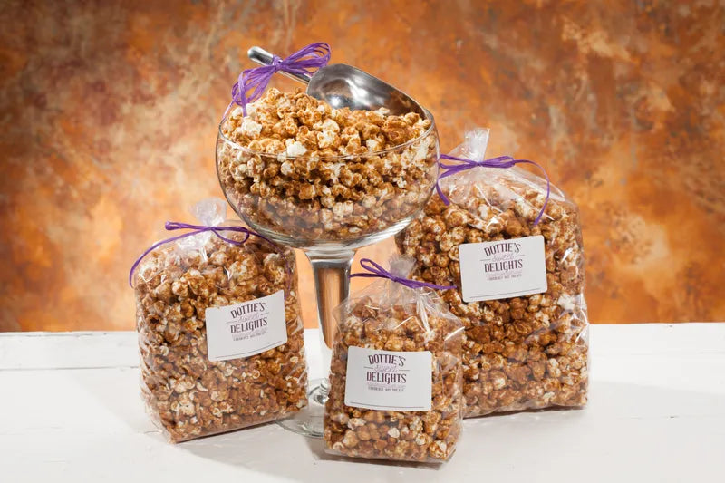2- Tier Tower of Treats: Caramel Corn & Roasted Almond English Toffee